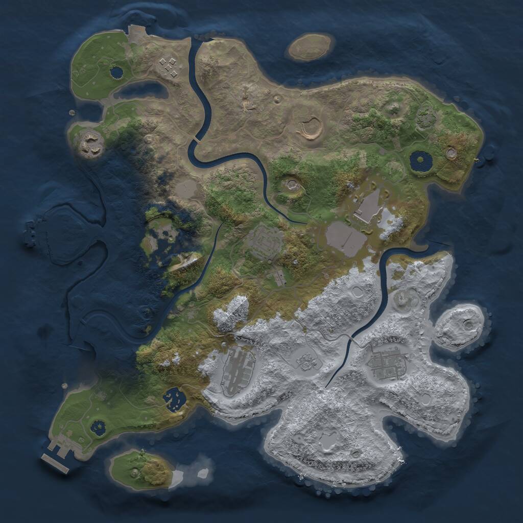 Rust Map: Procedural Map, Size: 3500, Seed: 883930, 15 Monuments