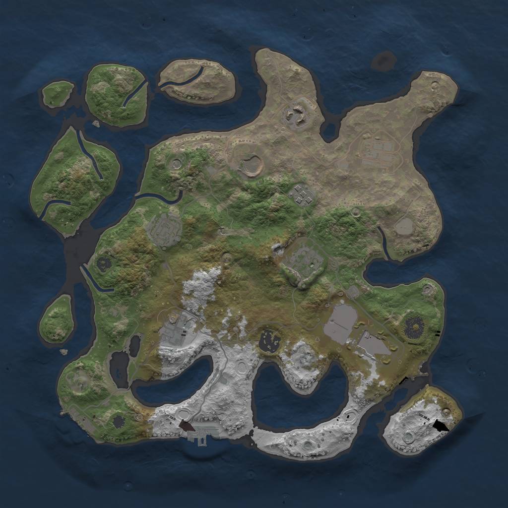 Rust Map: Procedural Map, Size: 3500, Seed: 941036, 17 Monuments