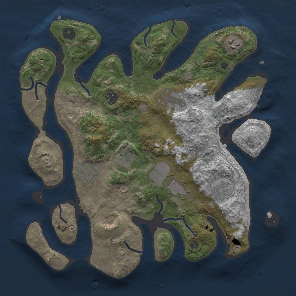 Rust Map: Procedural Map, Size: 3500, Seed: 503802, 13 Monuments