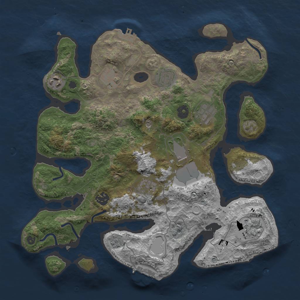 Rust Map: Procedural Map, Size: 3500, Seed: 584845, 17 Monuments