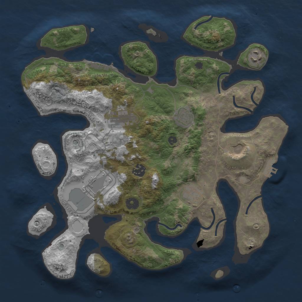 Rust Map: Procedural Map, Size: 3500, Seed: 227832, 15 Monuments