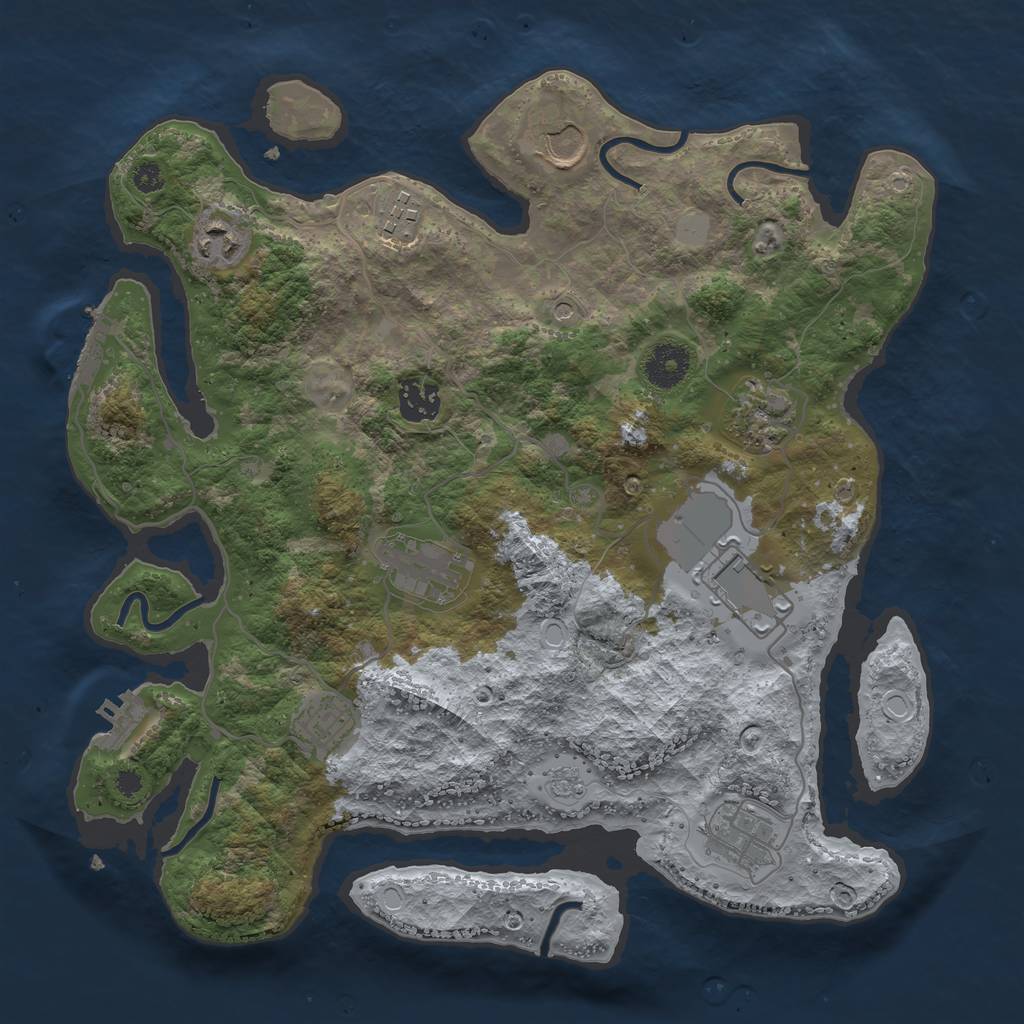 Rust Map: Procedural Map, Size: 3500, Seed: 360816, 16 Monuments