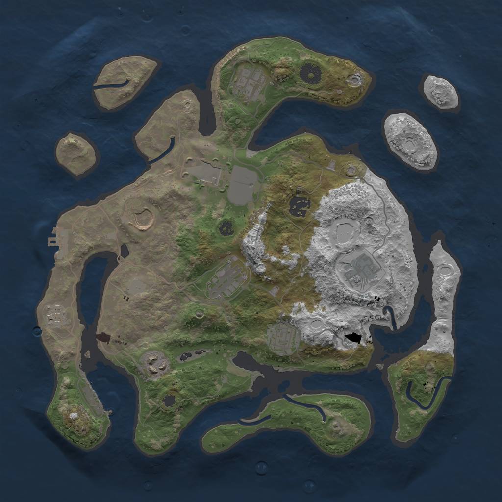 Rust Map: Procedural Map, Size: 3500, Seed: 224664, 17 Monuments