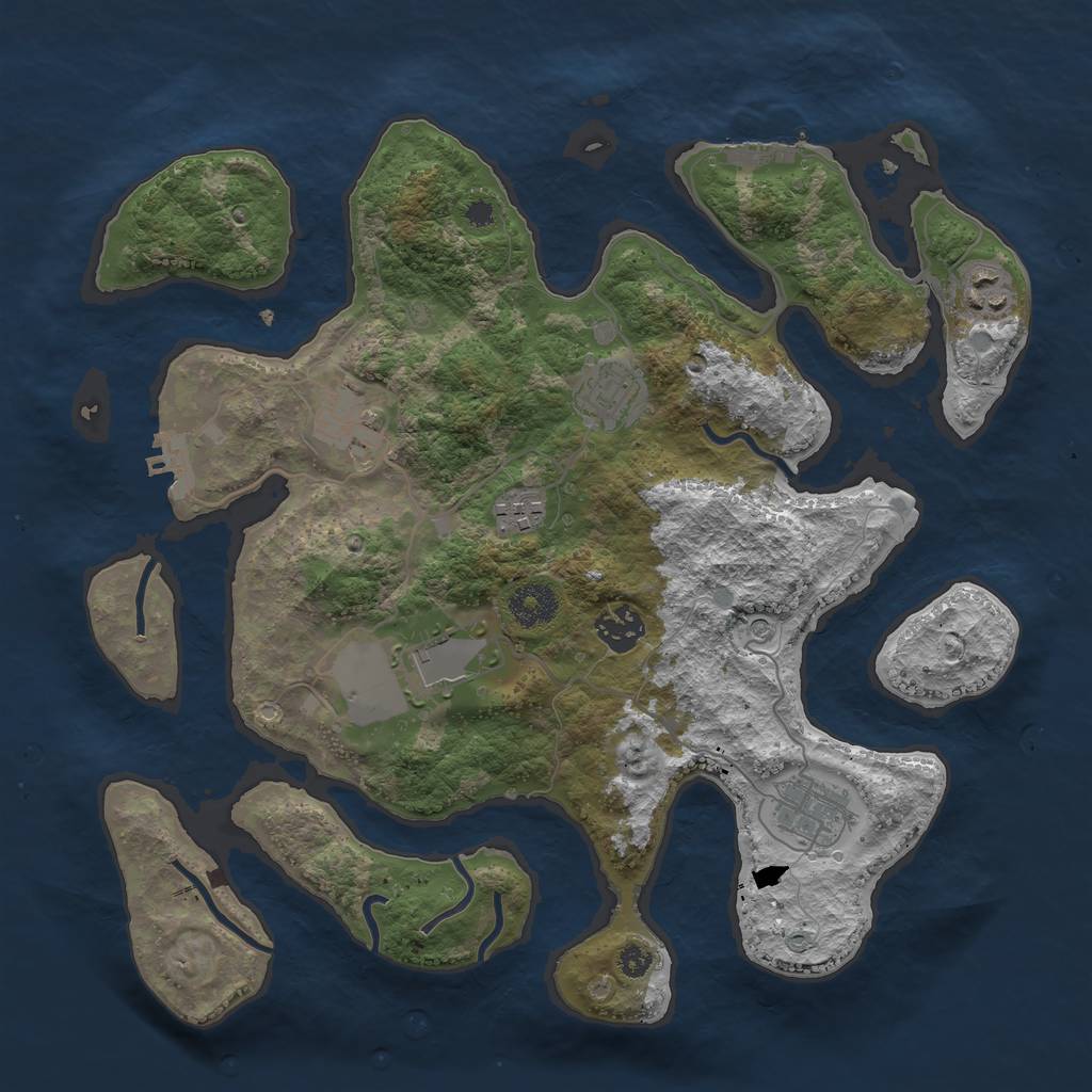 Rust Map: Procedural Map, Size: 3500, Seed: 268825, 12 Monuments