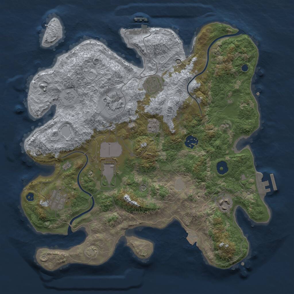 Rust Map: Procedural Map, Size: 3500, Seed: 898354, 13 Monuments