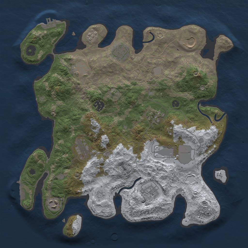 Rust Map: Procedural Map, Size: 3500, Seed: 828600, 18 Monuments