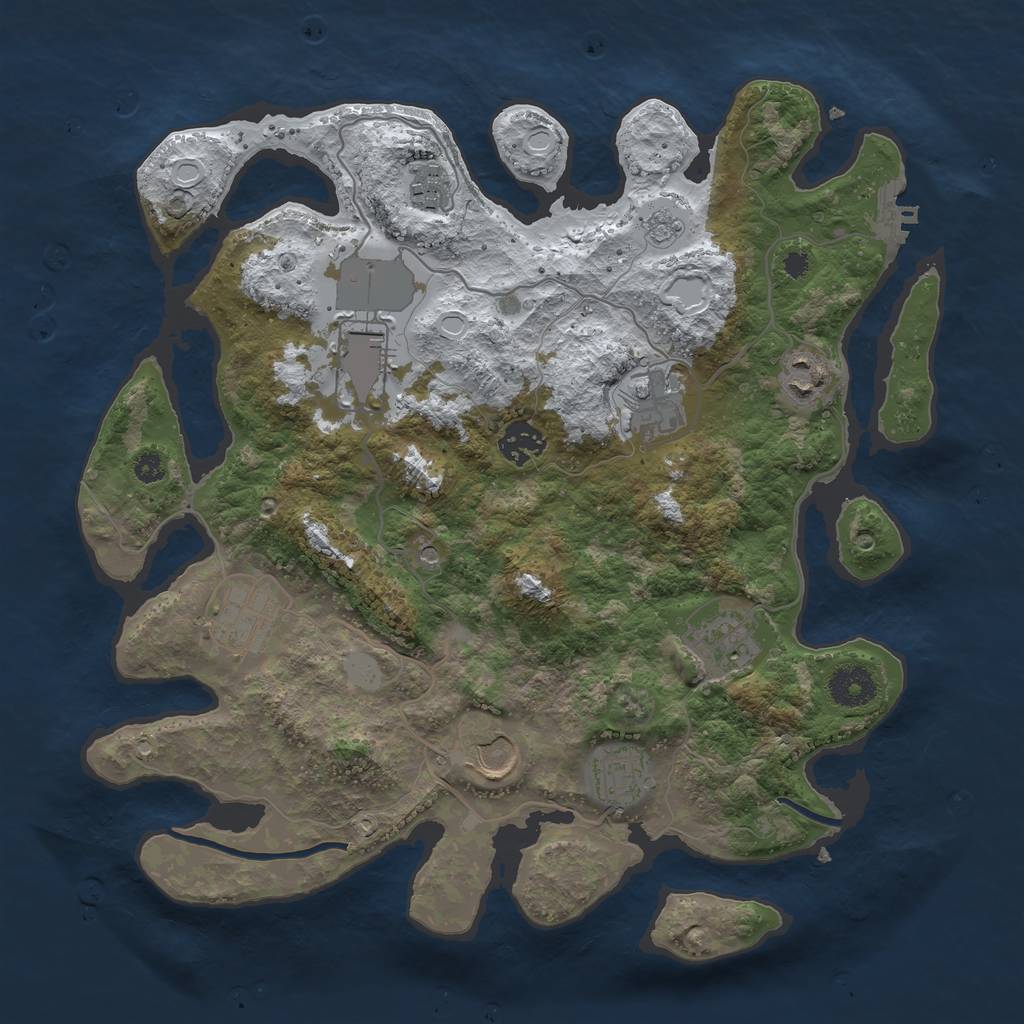 Rust Map: Procedural Map, Size: 3500, Seed: 1109802368, 17 Monuments