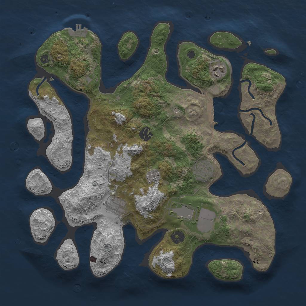 Rust Map: Procedural Map, Size: 3500, Seed: 224579, 17 Monuments