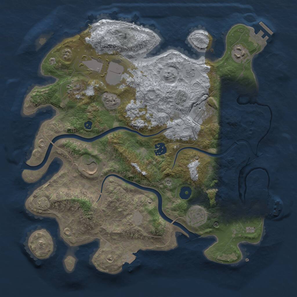 Rust Map: Procedural Map, Size: 3500, Seed: 288803, 14 Monuments