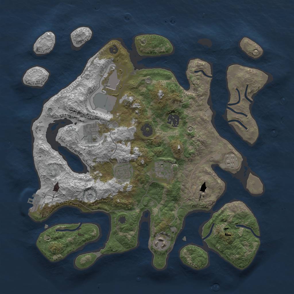 Rust Map: Procedural Map, Size: 3500, Seed: 1403796840, 11 Monuments