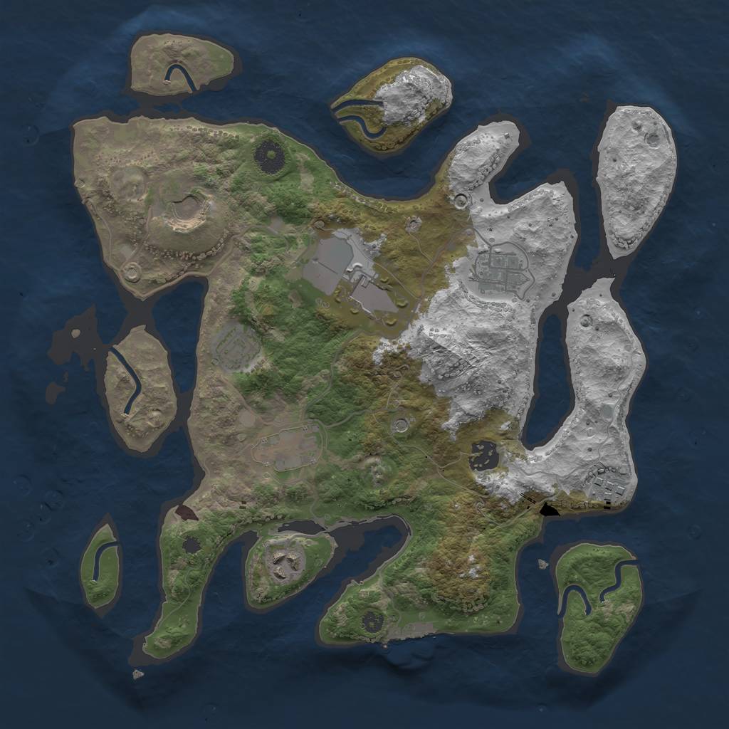 Rust Map: Procedural Map, Size: 3500, Seed: 279468, 12 Monuments