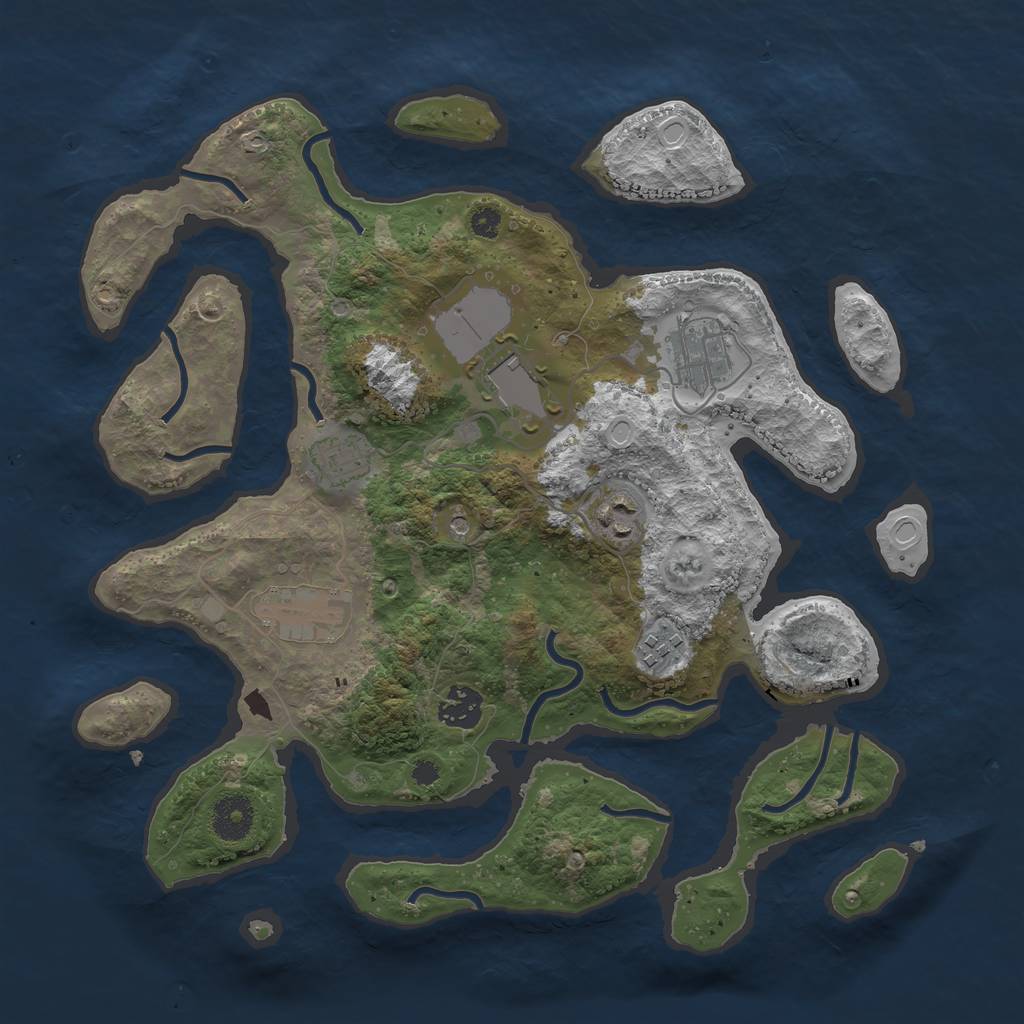 Rust Map: Procedural Map, Size: 3500, Seed: 271391, 16 Monuments