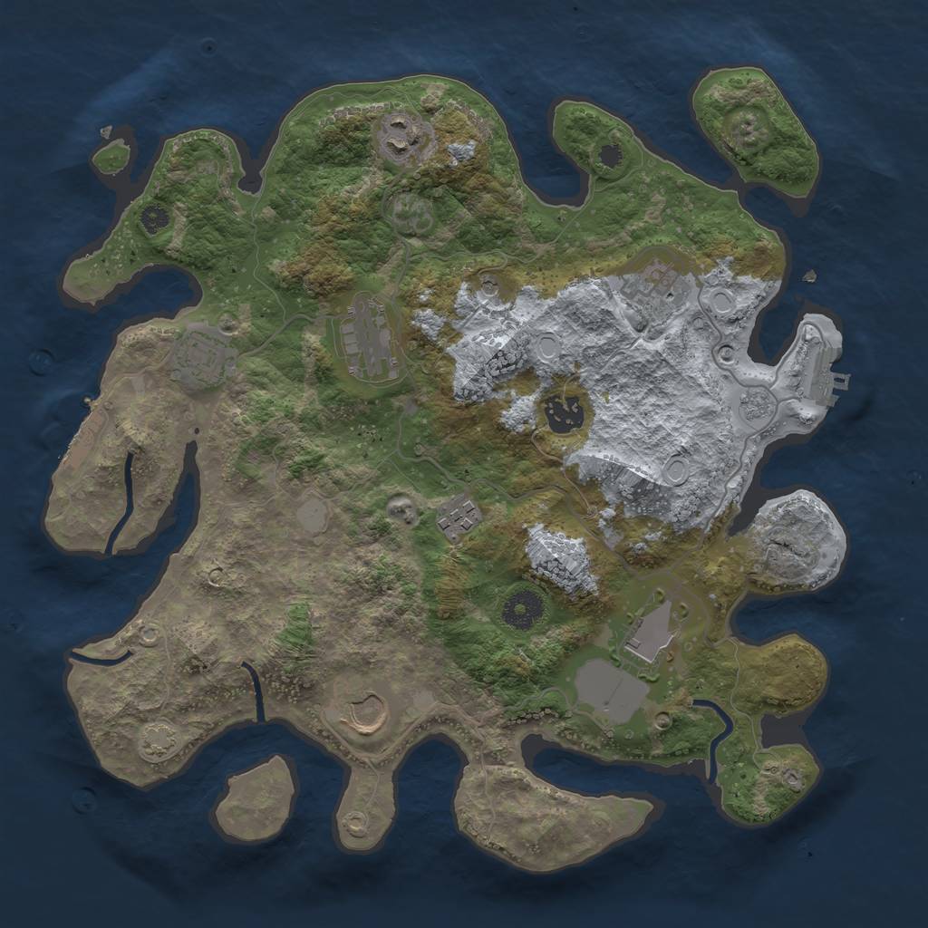 Rust Map: Procedural Map, Size: 3500, Seed: 675459, 16 Monuments