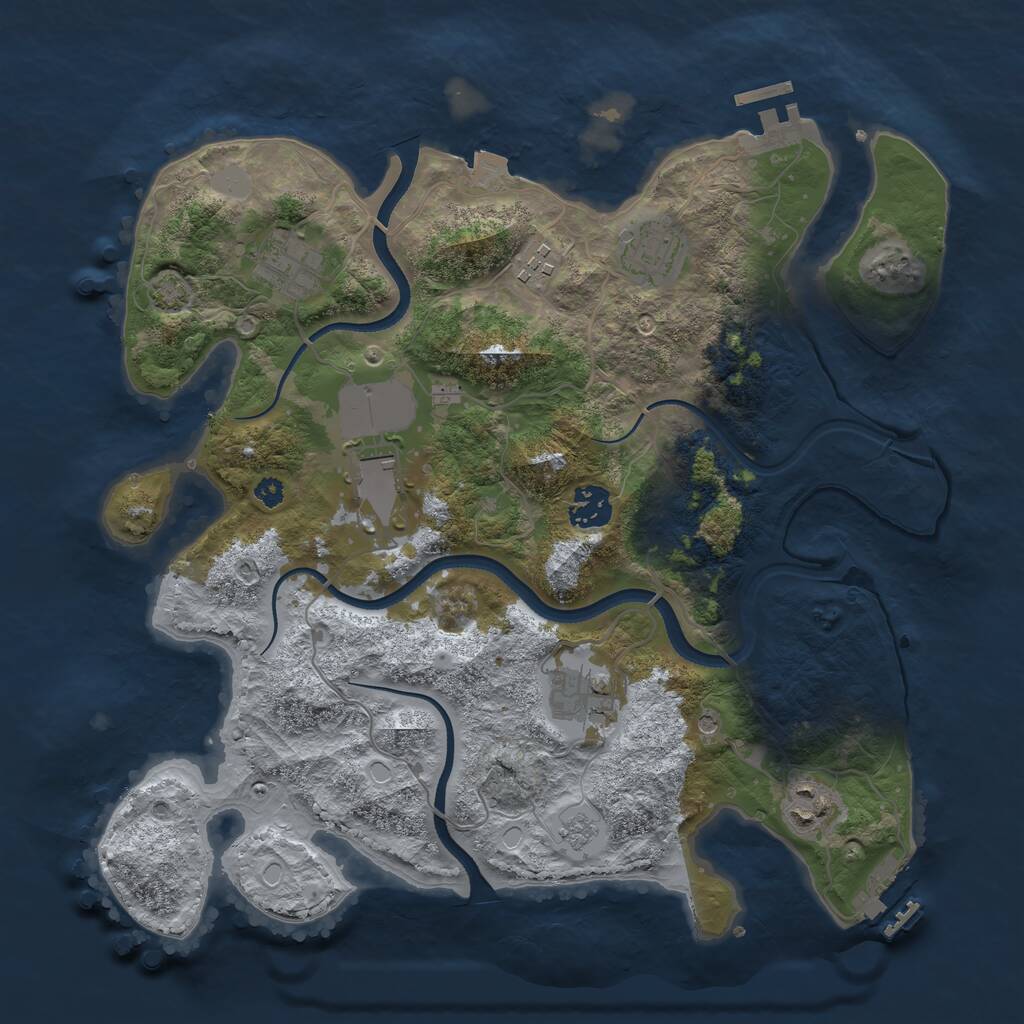 Rust Map: Procedural Map, Size: 3500, Seed: 569396, 13 Monuments
