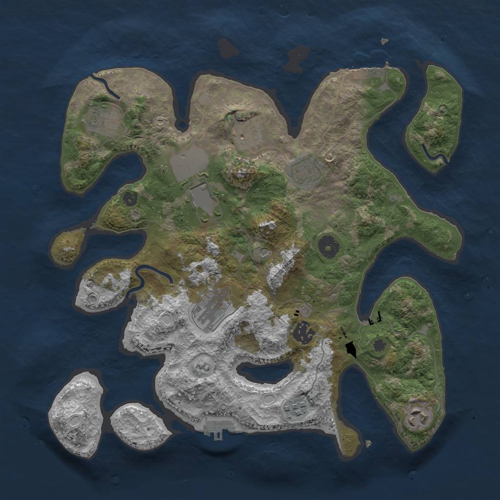 Rust Map: Procedural Map, Size: 3500, Seed: 569396, 19 Monuments