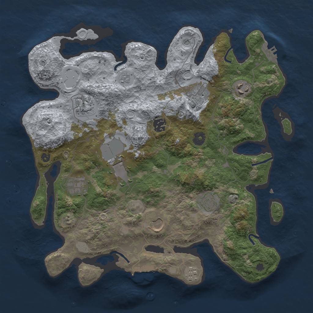 Rust Map: Procedural Map, Size: 3500, Seed: 588521, 16 Monuments