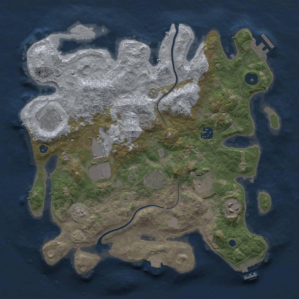 Rust Map: Procedural Map, Size: 3500, Seed: 588521, 13 Monuments