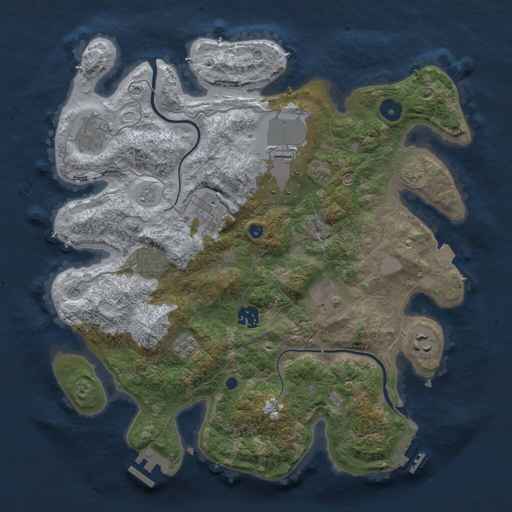 Rust Map: Procedural Map, Size: 3500, Seed: 686932, 14 Monuments