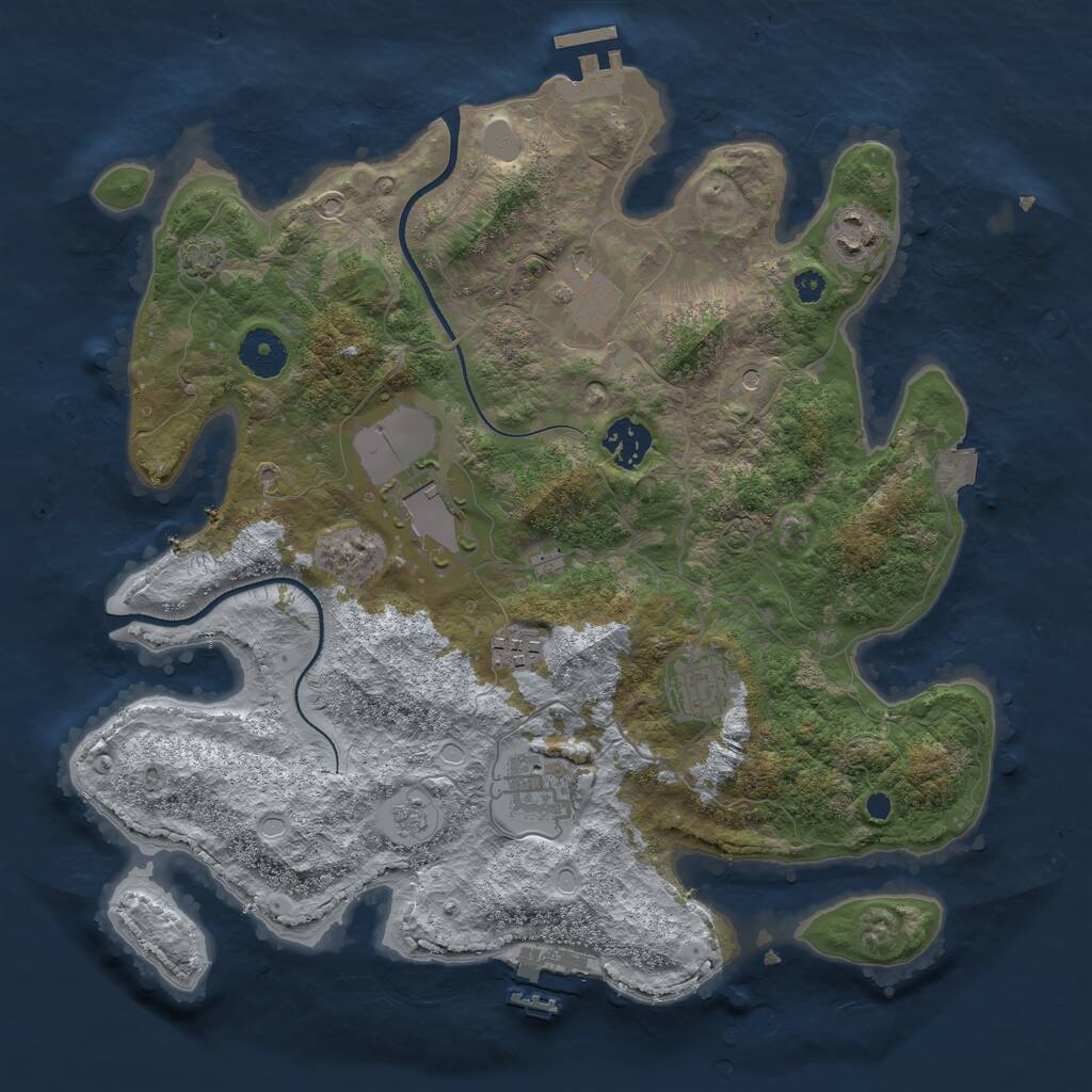 Rust Map: Procedural Map, Size: 3500, Seed: 875397, 13 Monuments