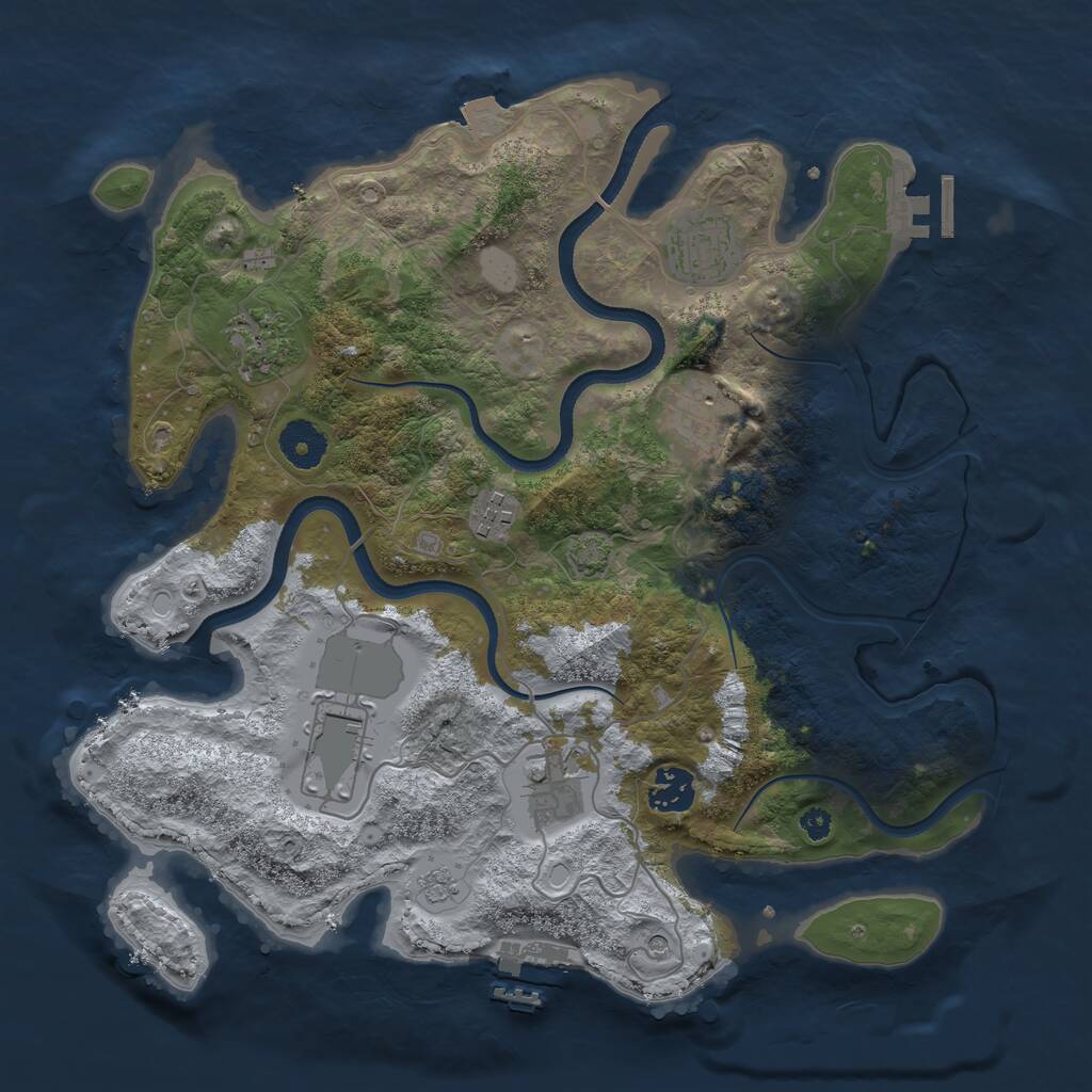 Rust Map: Procedural Map, Size: 3500, Seed: 875397, 13 Monuments