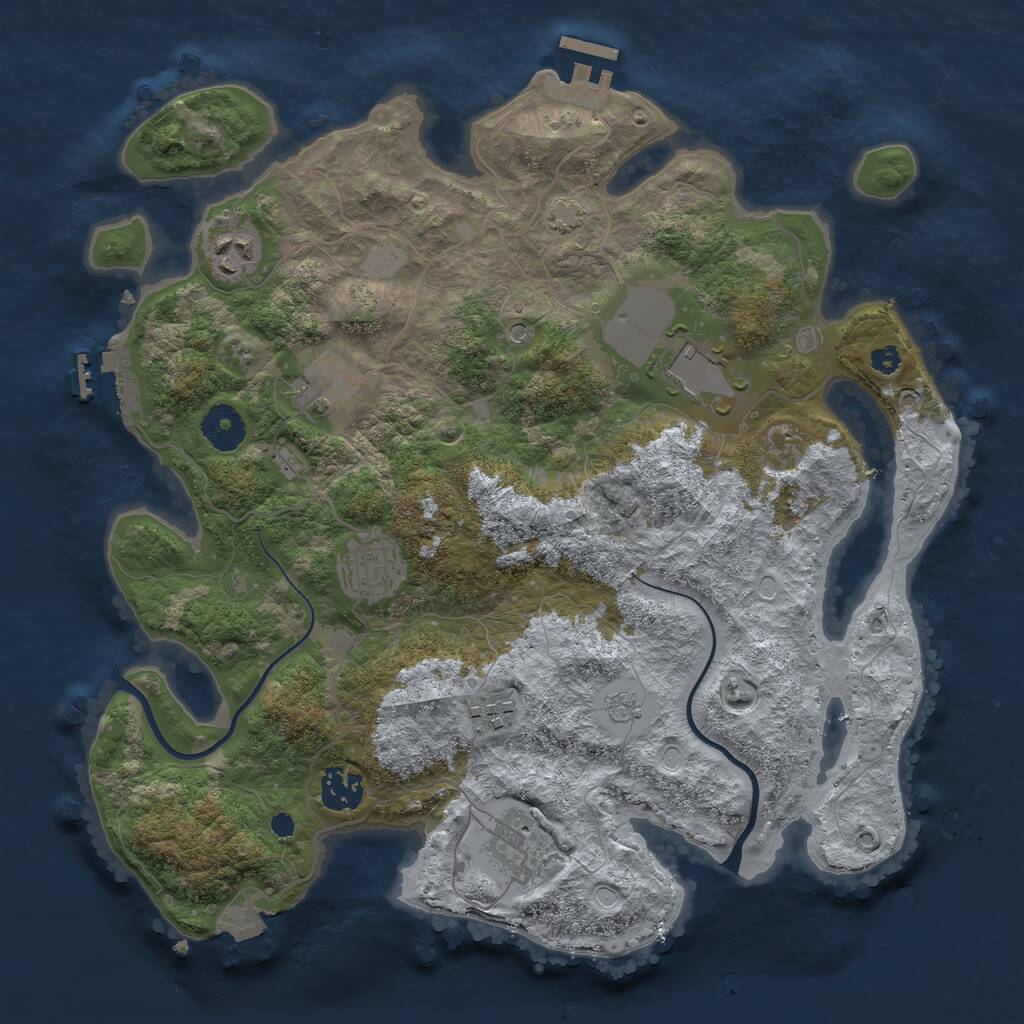 Rust Map: Procedural Map, Size: 3500, Seed: 230651, 13 Monuments