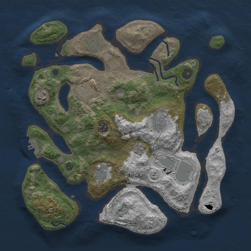 Rust Map: Procedural Map, Size: 3500, Seed: 230651, 12 Monuments