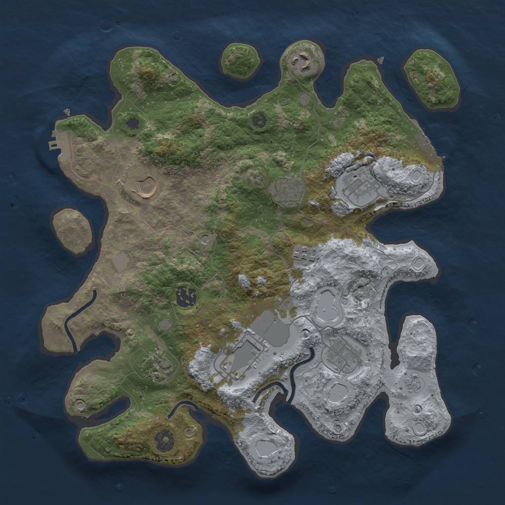 Rust Map: Procedural Map, Size: 3500, Seed: 629301, 16 Monuments