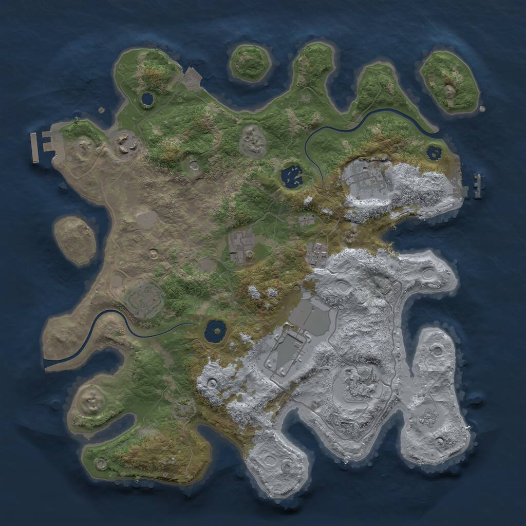 Rust Map: Procedural Map, Size: 3500, Seed: 629301, 14 Monuments