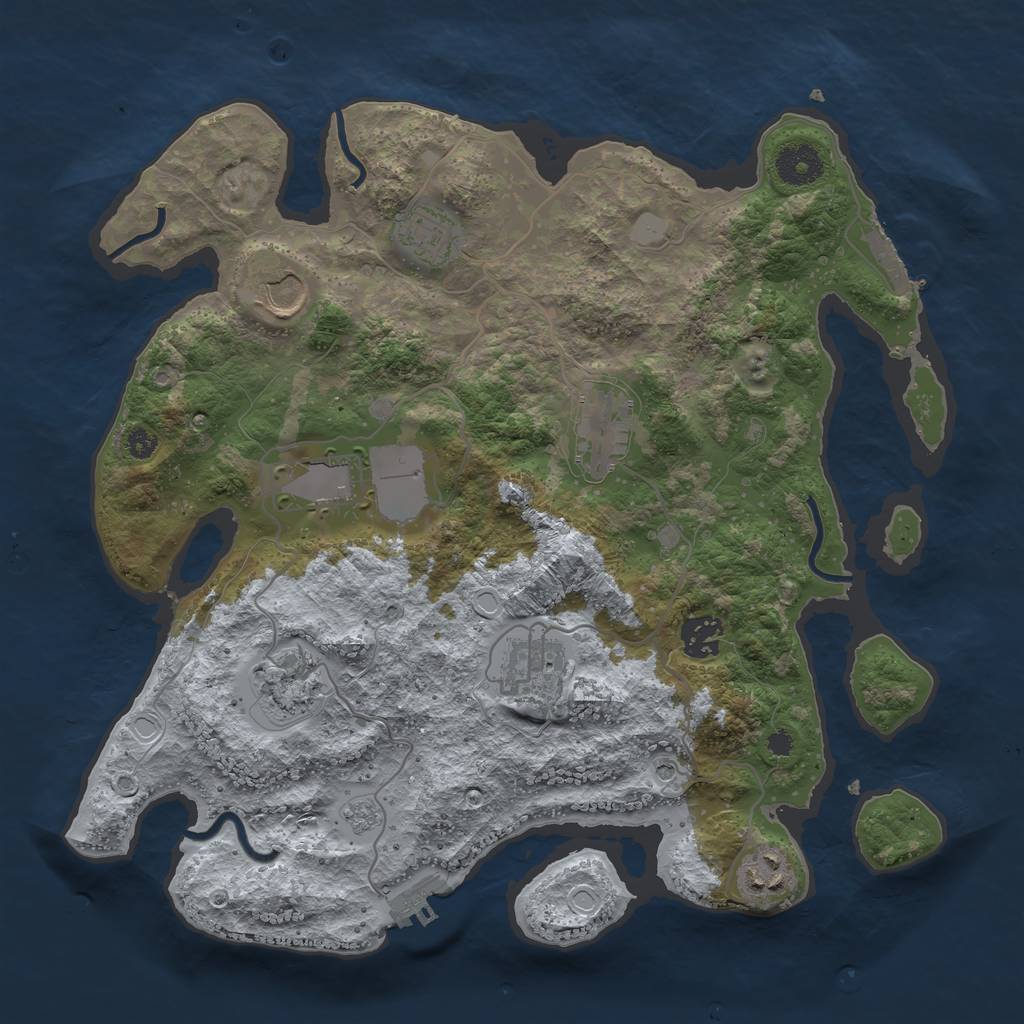 Rust Map: Procedural Map, Size: 3500, Seed: 27028030, 15 Monuments