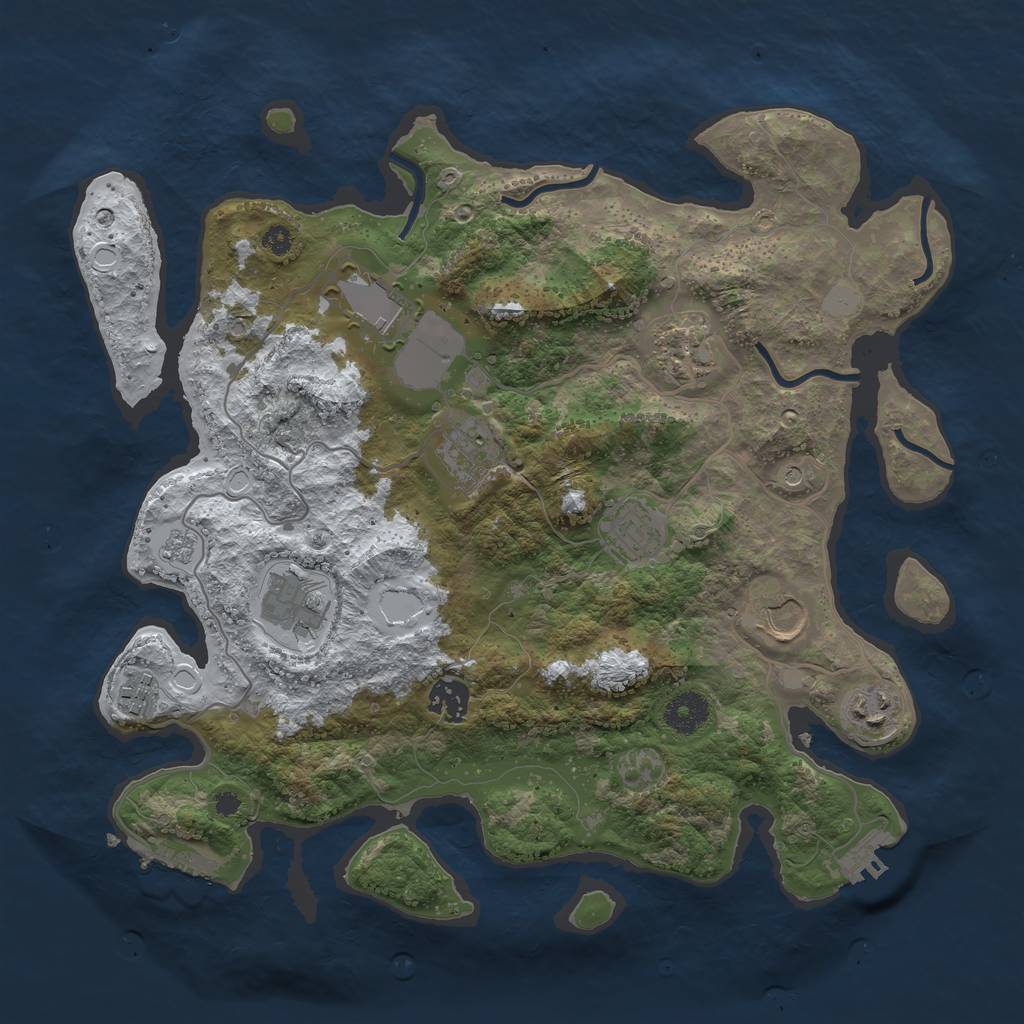 Rust Map: Procedural Map, Size: 3600, Seed: 778334073, 18 Monuments