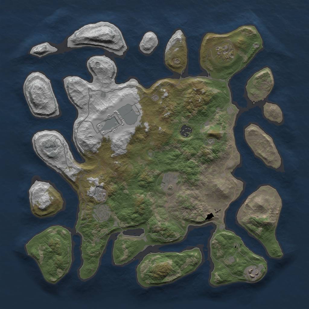 Rust Map: Barren, Size: 4000, Seed: 170, 10 Monuments