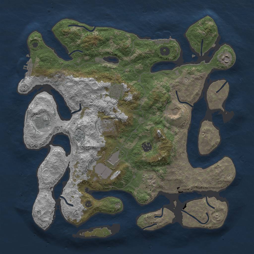 Rust Map: Procedural Map, Size: 3950, Seed: 579619903, 20 Monuments