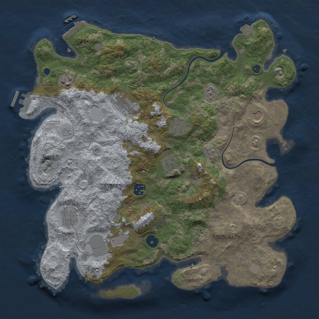 Rust Map: Procedural Map, Size: 3950, Seed: 579619903, 16 Monuments