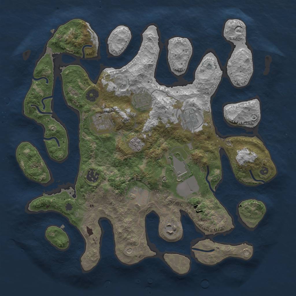 Rust Map: Procedural Map, Size: 3500, Seed: 709465, 11 Monuments