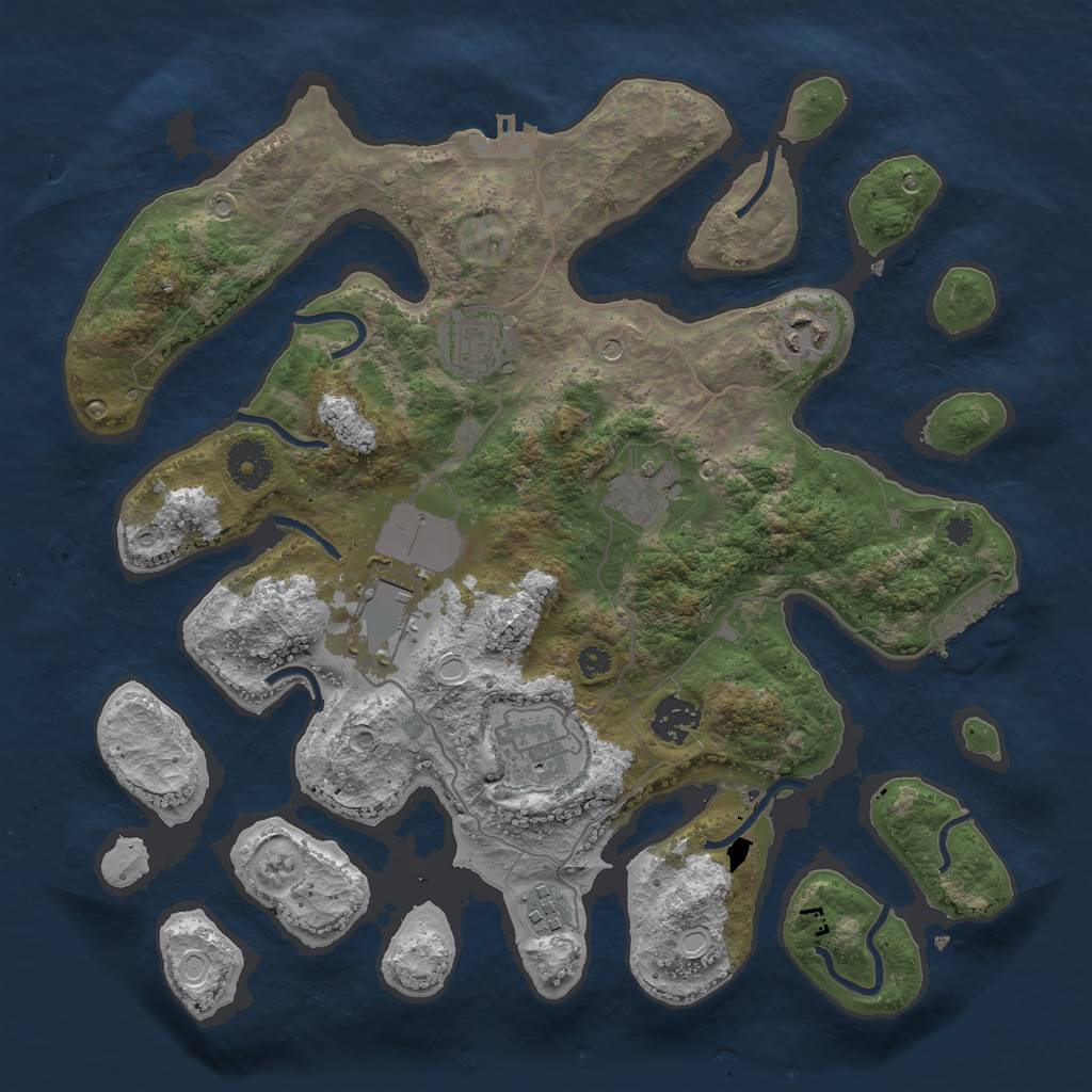 Rust Map: Procedural Map, Size: 3500, Seed: 250783, 18 Monuments