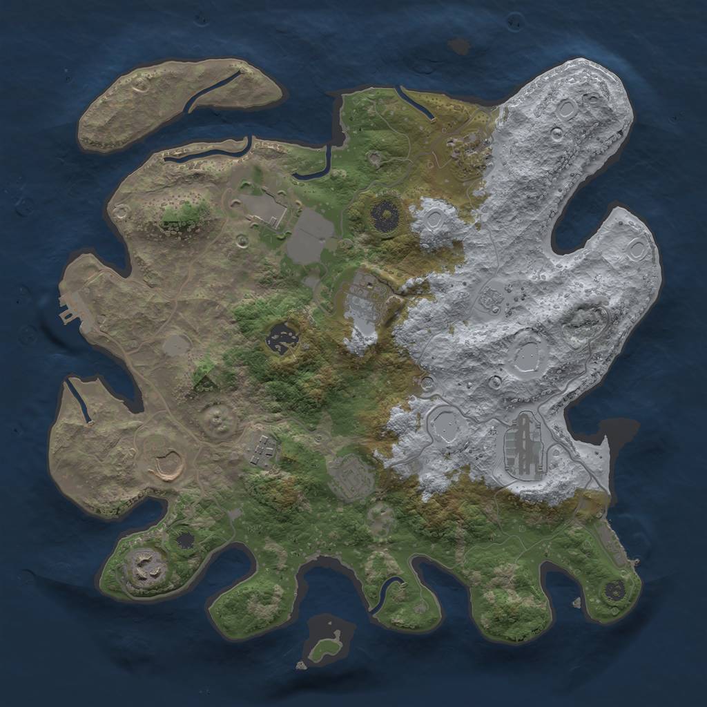 Rust Map: Procedural Map, Size: 3500, Seed: 738878, 16 Monuments