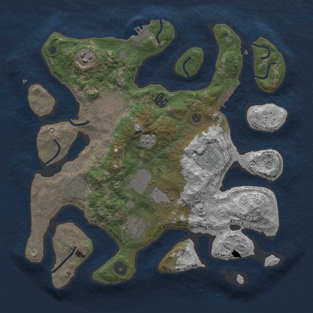 Rust Map: Procedural Map, Size: 3500, Seed: 878365, 13 Monuments