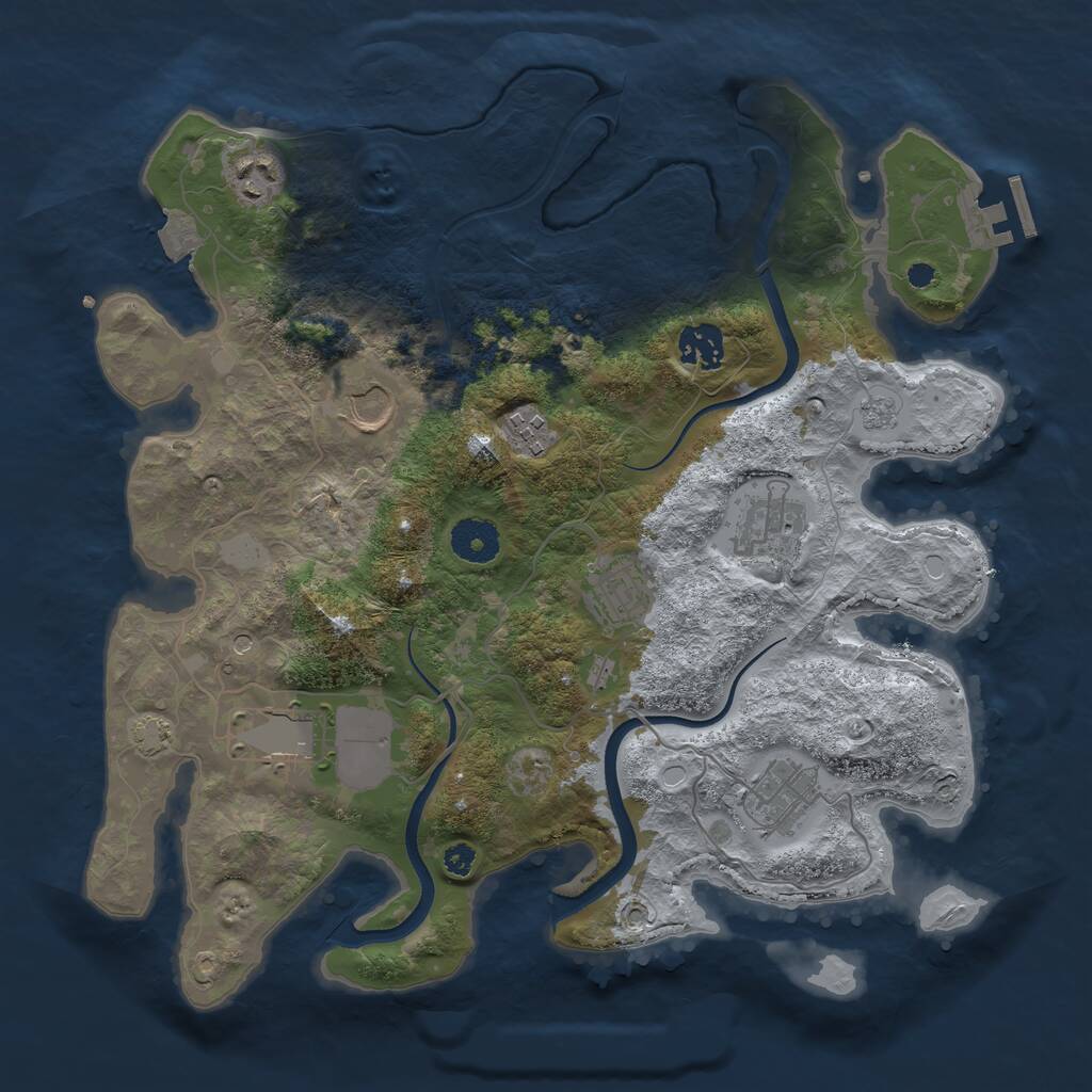 Rust Map: Procedural Map, Size: 3500, Seed: 878365, 13 Monuments