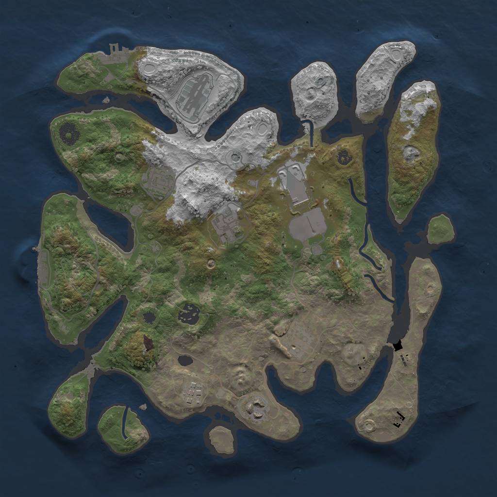 Rust Map: Procedural Map, Size: 3500, Seed: 598080086, 19 Monuments