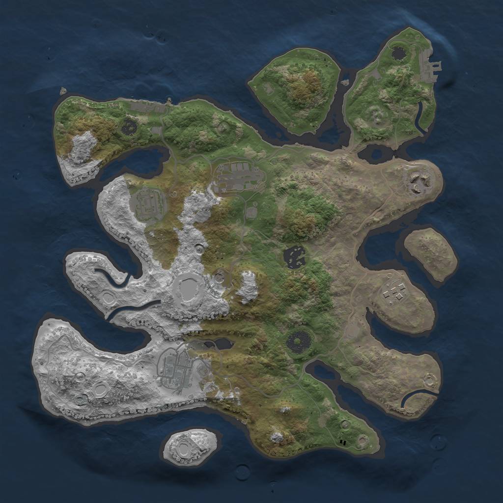 Rust Map: Procedural Map, Size: 3250, Seed: 110695763, 17 Monuments