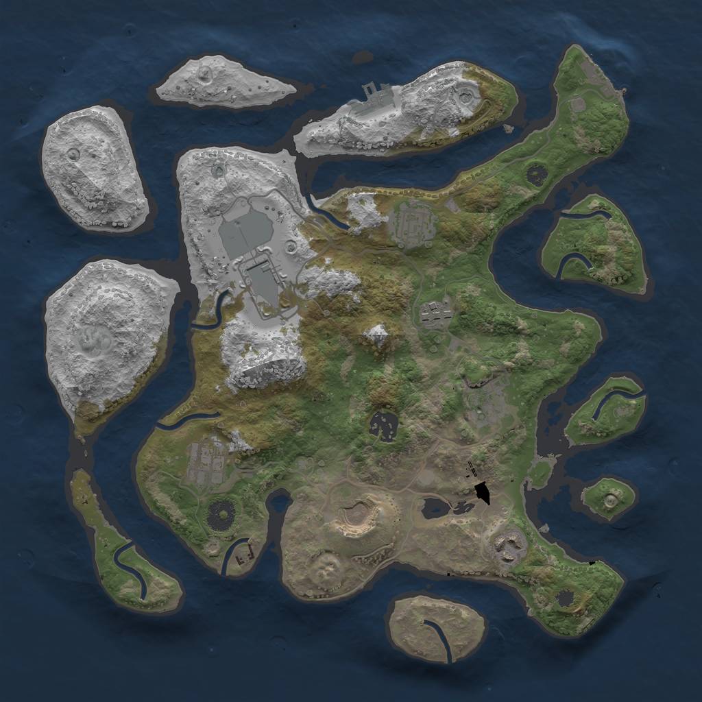 Rust Map: Procedural Map, Size: 3500, Seed: 397905, 13 Monuments