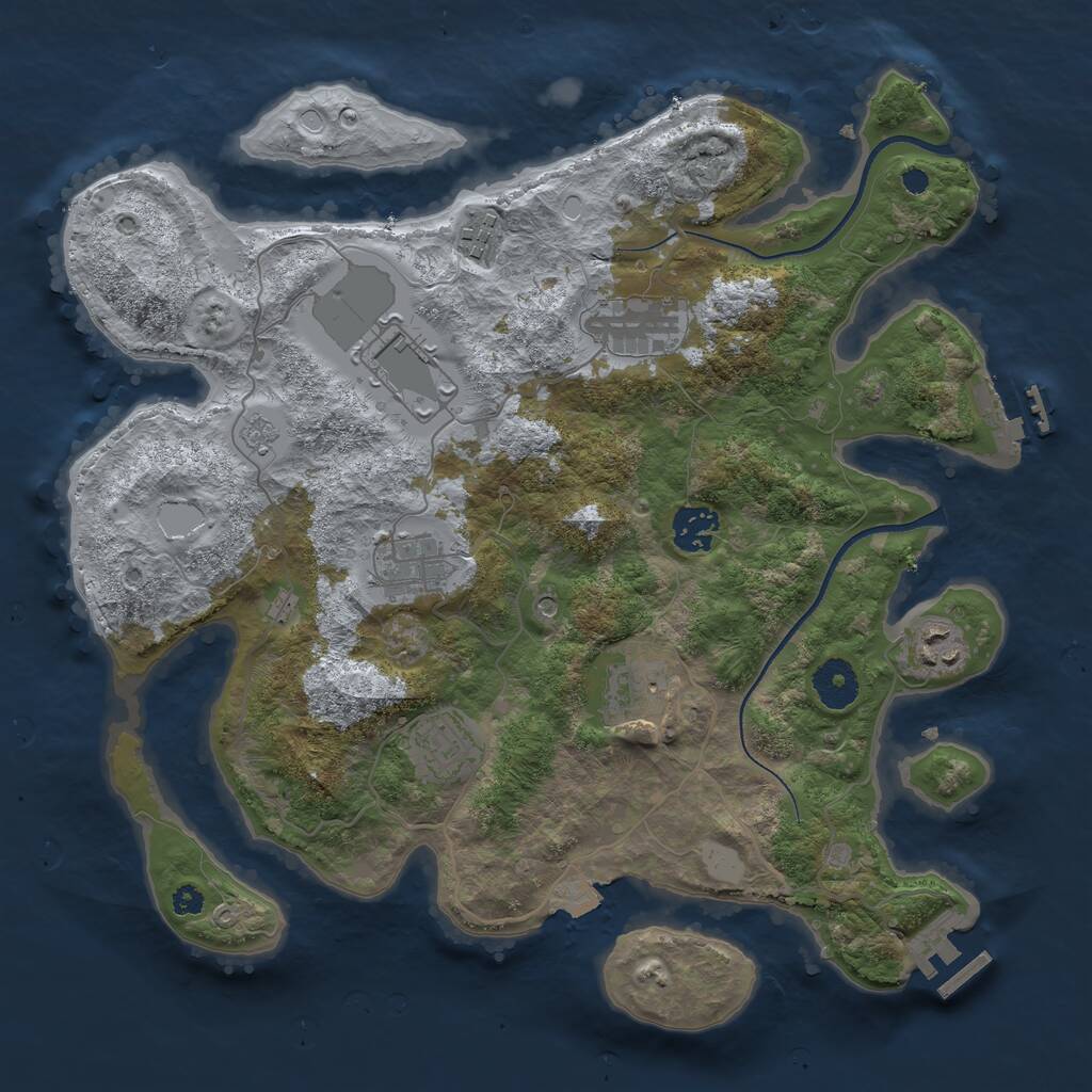 Rust Map: Procedural Map, Size: 3500, Seed: 397905, 13 Monuments