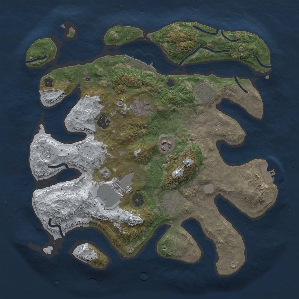 Rust Map: Procedural Map, Size: 3500, Seed: 1392644675, 15 Monuments