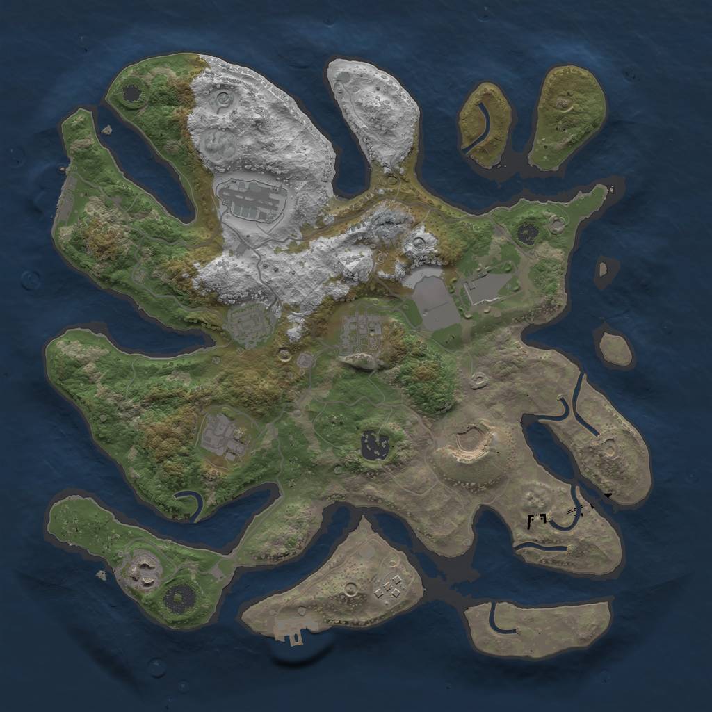 Rust Map: Procedural Map, Size: 3500, Seed: 210935, 14 Monuments