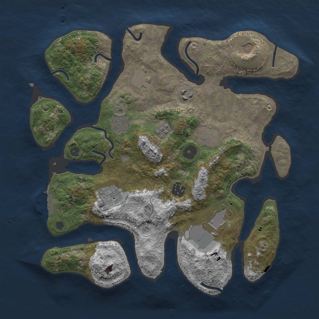 Rust Map: Procedural Map, Size: 3500, Seed: 928351, 13 Monuments