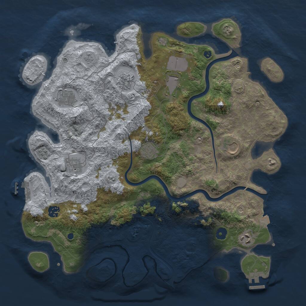 Rust Map: Procedural Map, Size: 3950, Seed: 709935705, 15 Monuments