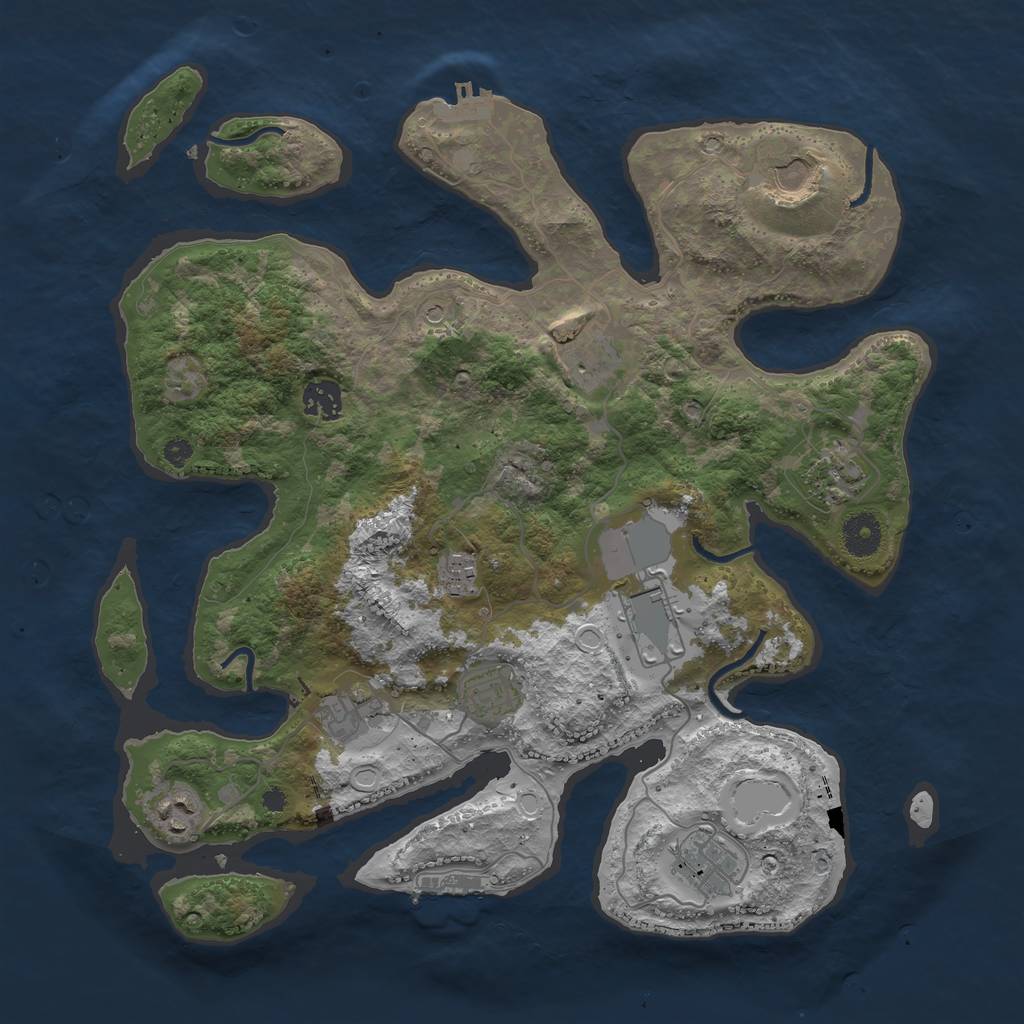 Rust Map: Procedural Map, Size: 3750, Seed: 240911706, 21 Monuments