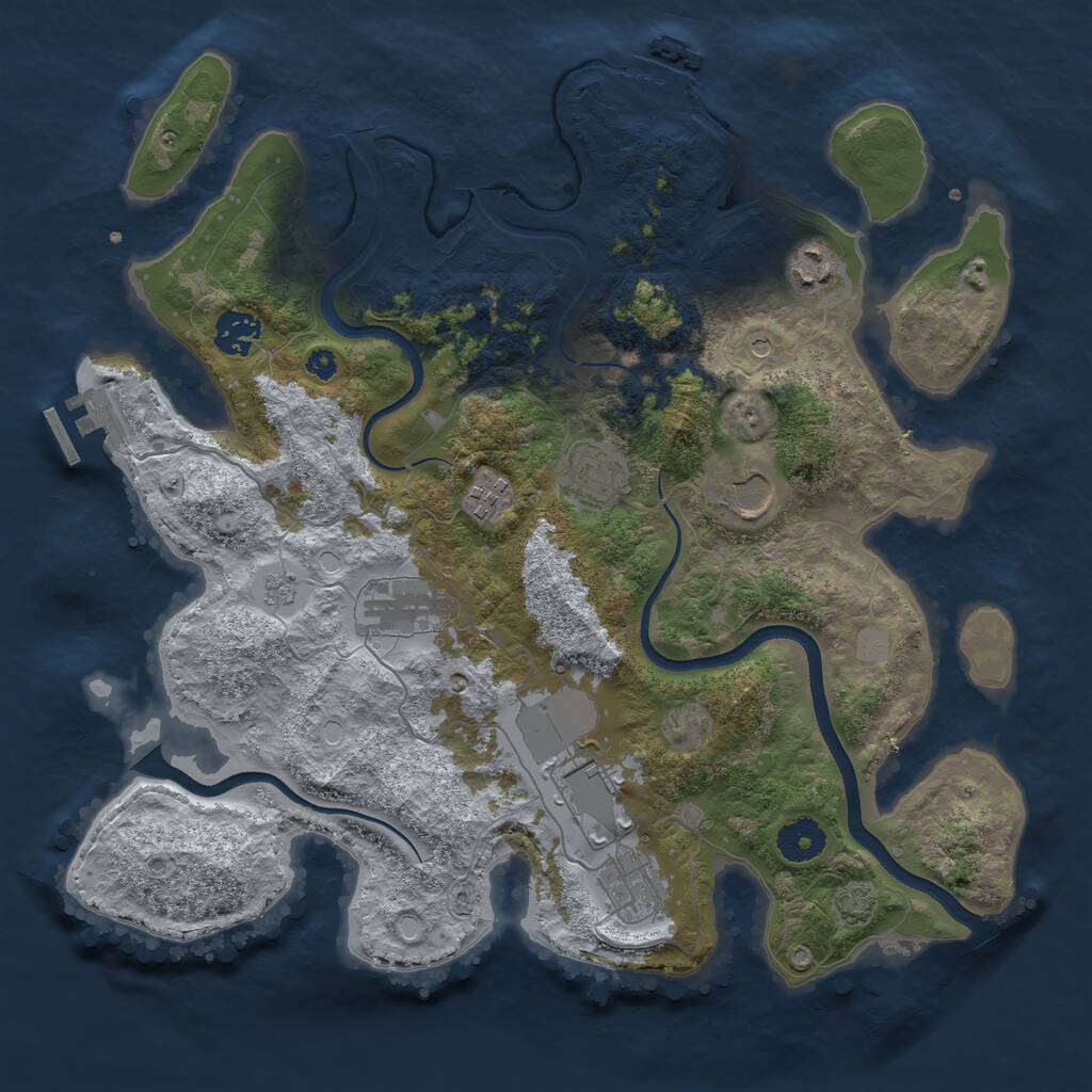 Rust Map: Procedural Map, Size: 3600, Seed: 351339978, 14 Monuments