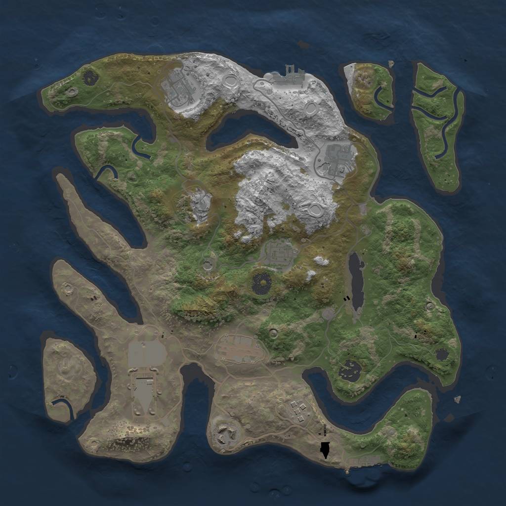 Rust Map: Procedural Map, Size: 3500, Seed: 22497, 17 Monuments