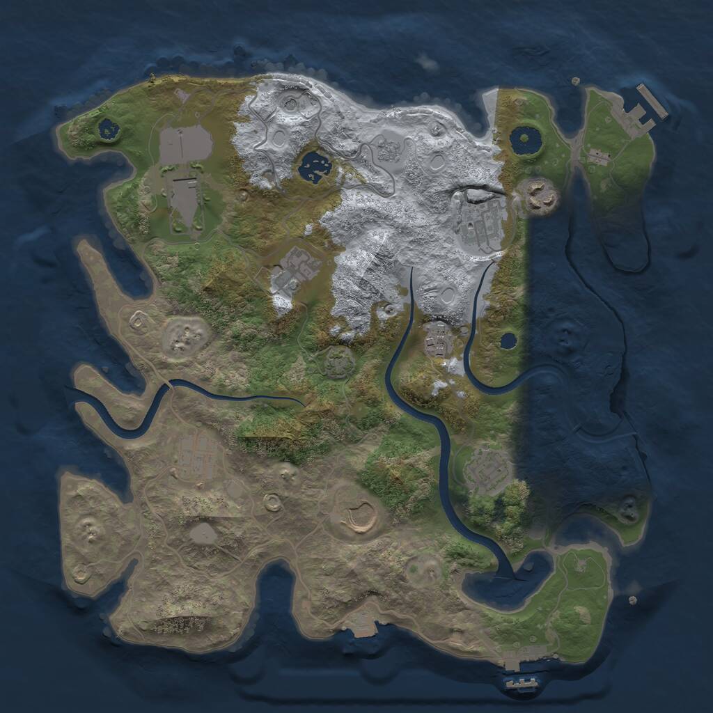 Rust Map: Procedural Map, Size: 3500, Seed: 22497, 15 Monuments